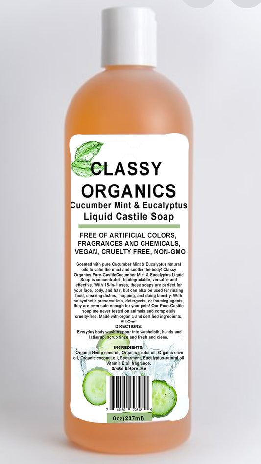Classy Organics Cucumber Mint & Eucalyptus Liquid Castile Soap